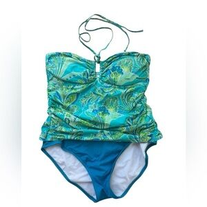 Lauren Ralph Lauren Blue & Green One Piece Swimsuit Size 16